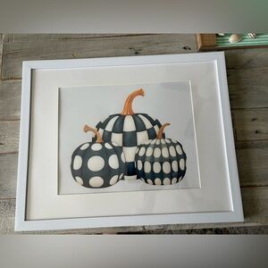 Black & White Patterned Pumpkins Framed Wall Art Print 11x14